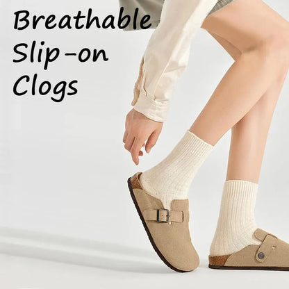 Zuecos de ante Crestar Cork – Zapatillas tipo mules unisex antideslizantes con soporte para el arco del pie