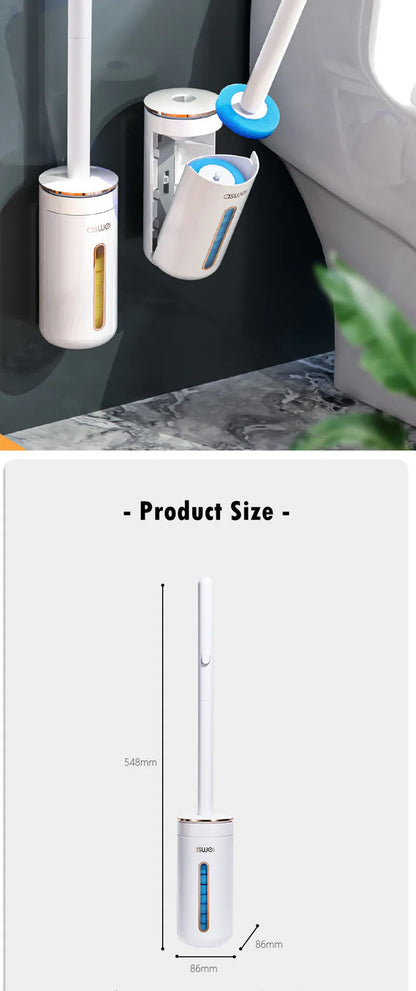 Wall Mounted Disposable Toilet Brush – Replaceable Toilet Cleaning Brush Set, Hygienic WC Scrubber Tool with Bathroom Storage Holder, Modern Bathroom Cleaning Accessory