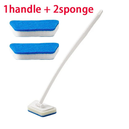 Brosse de nettoyage éponge de salle de bain – Outil de récurage multifonctionnel à long manche, brosse éponge amovible pour le nettoyage en profondeur des sols, baignoires, carrelages en céramique et surfaces domestiques