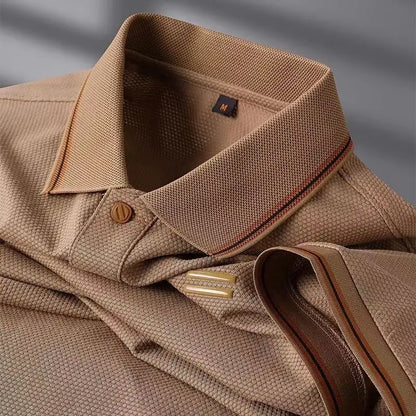 Men's Luxury-Style Polo T-Shirt – Soft Solid Short-Sleeve Turn-Down Collar Shirt with Loose Fit, Casual Business & Smart Everyday Wear
