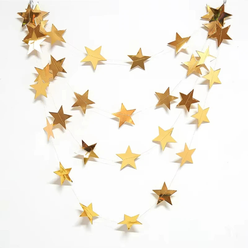 4M Moon & Star Glitter Paper Garland – Hanging Party Banner for Weddings, Eid, Baby Showers & Celebrations