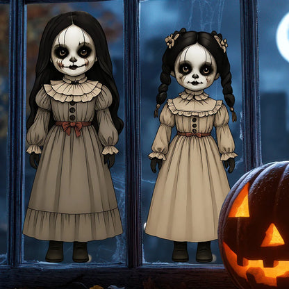 Terrifying Ghost Doll Halloween Wall Stickers, Removable PVC Horror Decals for Bedroom, Home Decor, Haunted House, Prank Props, and Halloween Party Decorations