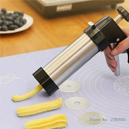 Stainless Steel Churro Maker & Cookie Press – Professional Pastry Squeezing Tool for Churros, Cookies & Cake Decorating, Kitchen Baking Accessory