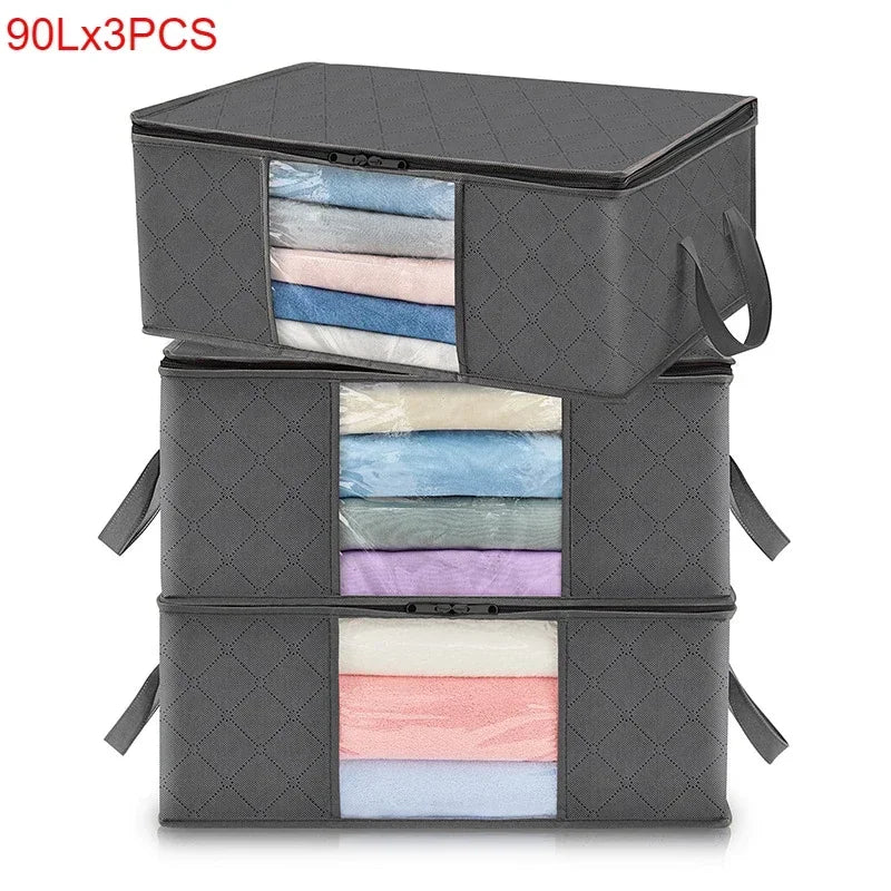 Bolsa de almacenamiento plegable de gran capacidad – Contenedor organizador de ropa y mantas para armarios, guardarropas y organización del hogar