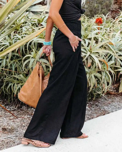 Pantalon ample décontracté pour femme, taille mi-haute avec cordon de serrage, style européen et américain, idéal pour la plage au printemps et en été