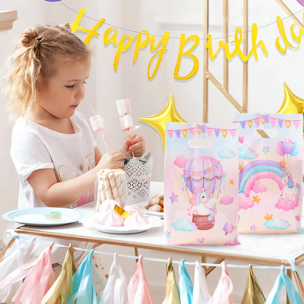 10/25/50 unidades Bolsas de Regalo de Unicornio para Dulces – Lindas Bolsas de Mano para Recuerdos de Fiesta, Decoraciones de Cumpleaños, Baby Showers, Regalos para Niños y Artículos de Celebración