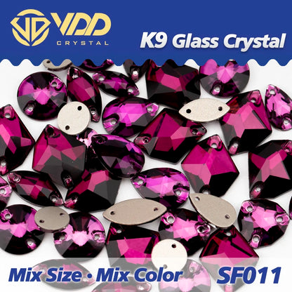 Strass à coudre en cristal K9 AB Mix – Pierres plates en verre AAAAA pour vêtements, robes de mariée et projets de bricolage