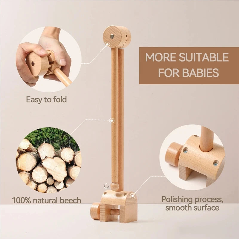 Móvil Musical para Cuna de Bebé Recién Nacido – Caja de Música con Sonajero Colgante Giratorio de Estilo Madera, Juguete Musical Relajante para Bebés de 0 a 12 Meses, Decoración para Cuna de Guardería y Regalo para Baby Shower