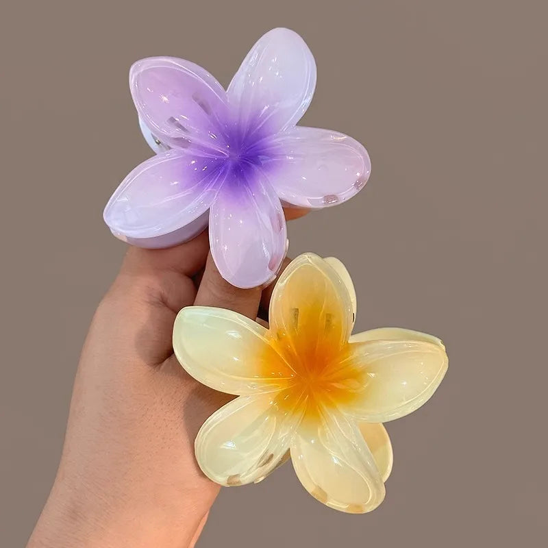 Pinzas de pelo hawaianas con diseño floral degradado – Pasadores grandes florales tropicales para mujer | Accesorios de moda para el pelo para vacaciones en la playa