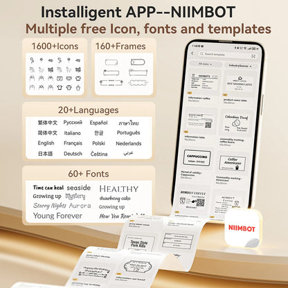 NiiMbot B21 Mini Thermal Label Printer – Wireless Bluetooth Barcode Label Maker with Portable Adhesive Printing for Office & Business