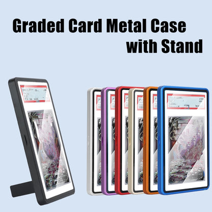Aluminum Alloy Trading Card Display Case with Stand – Multicolor PSA & BGS Graded Card Protector Holder for Horizontal & Vertical Display