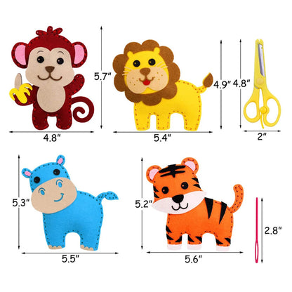 Kit de costura de animales del bosque para niños – Juego de manualidades de fieltro para principiantes, juguete educativo de costura, regalo de aprendizaje creativo y artístico para niñas