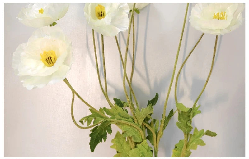 105cm Artificial Poppy Flowers – Large Realistic Faux Floral Stem for Wedding Decor, Vase Arrangements, Home Decoration, Photo Props & Window Displays