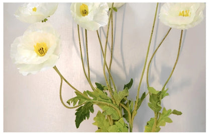 105cm Artificial Poppy Flowers – Large Realistic Faux Floral Stem for Wedding Decor, Vase Arrangements, Home Decoration, Photo Props & Window Displays