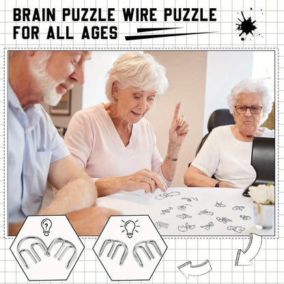 Metal Wire Puzzle Set – Brain Teaser IQ Challenge, Disentanglement Iron Link Interlock Puzzle Game, Chinese Ring Magic Trick Toy for Adults & Kids