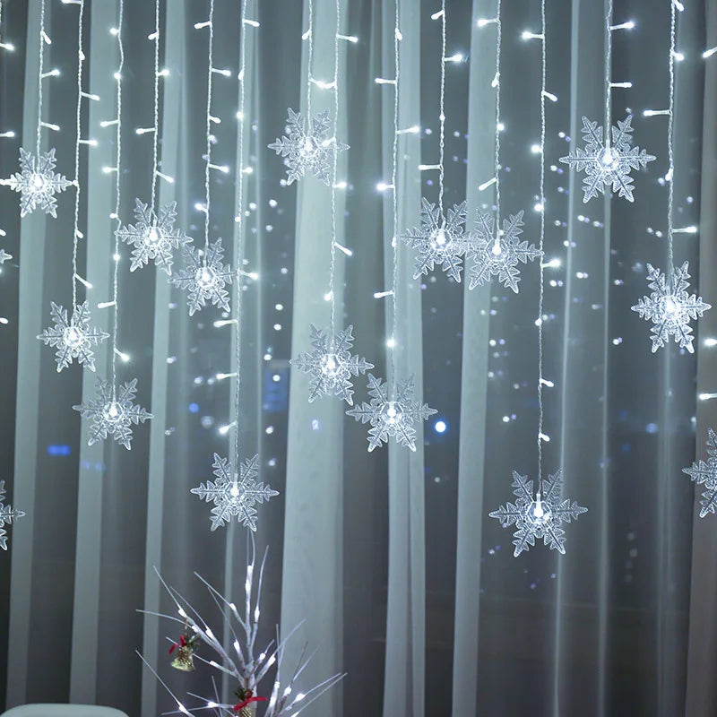 Guirlande lumineuse LED en forme de flocon de neige de 3,2 m – Guirlande lumineuse étanche pour Noël, mariages et décorations de vacances