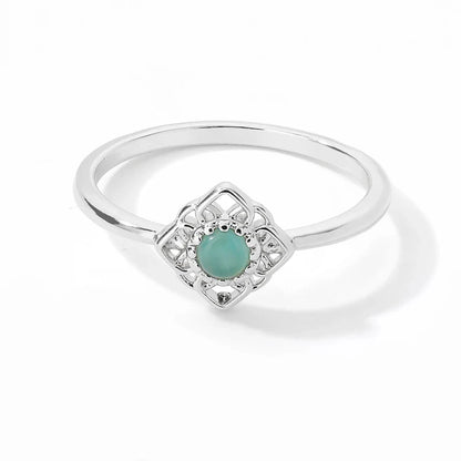 Gold Stainless Steel Lotus Flower Opal Ring – Vintage Oval Stone Statement Ring for Women | Elegant Fashion Jewelry Gift