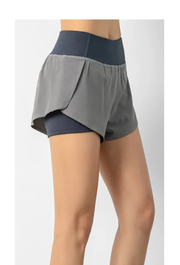 Women’s Sport Running Shorts Double Layer Yoga Gym Fitness Jogging Training Summer Short Pants
