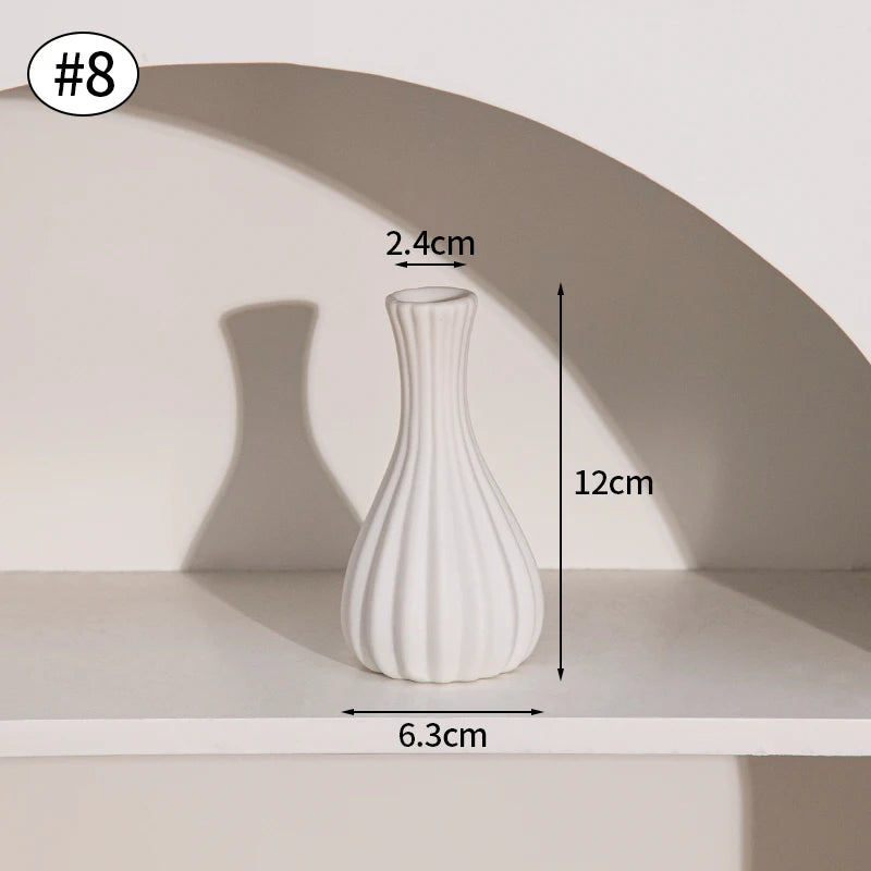 Florero Nórdico de Cerámica Blanca – Jarrón Decorativo Moderno para Sala de Estar, Decoración del Hogar y Escritorio