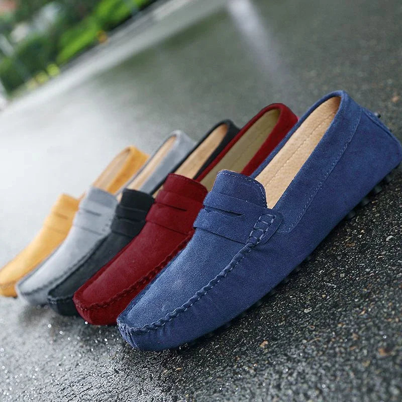 Mocasines de Ante de Cuero Genuino para Hombre – Zapatos de Conducción Casuales Hechos a Mano, Mocasines y Bailarinas Cómodos y a la Moda