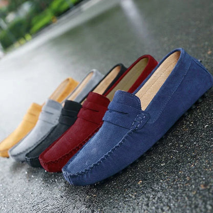 Mocasines de Ante de Cuero Genuino para Hombre – Zapatos de Conducción Casuales Hechos a Mano, Mocasines y Bailarinas Cómodos y a la Moda