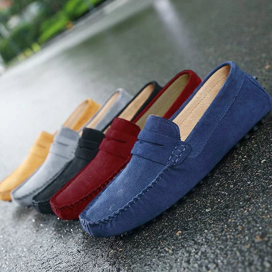 Mocasines de Ante de Cuero Genuino para Hombre – Zapatos de Conducción Casuales Hechos a Mano, Mocasines y Bailarinas Cómodos y a la Moda