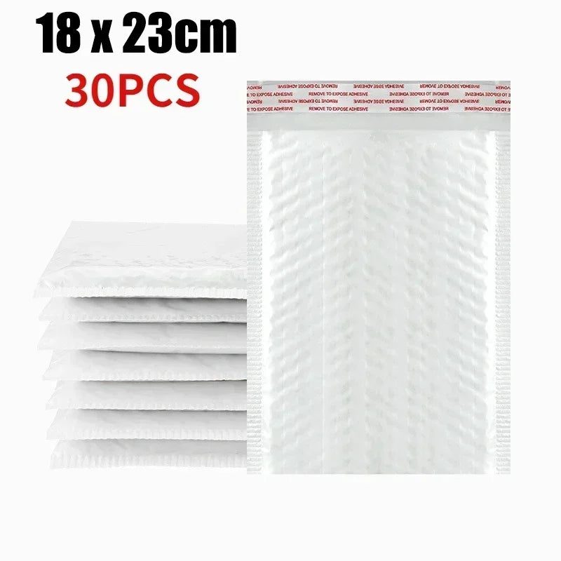 Sobres de burbujas blancos – Sobres de envío acolchados impermeables con autocierre, bolsas de embalaje de burbujas gruesas para envíos seguros (11/15/23 cm)