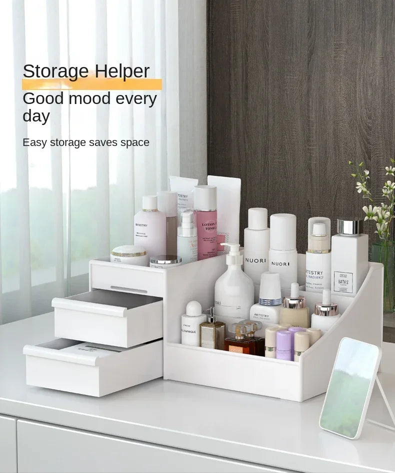 Plastic Desktop Storage Organizer – Multi-Drawer Makeup, Skincare & Office Supply Organizer
