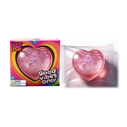 NeeDoh Heart Shaped Squeeze Toy – Glitter Filled Soft TPR Stress Relief Fidget Toy for Kids & Adults, Anxiety Relief Gift