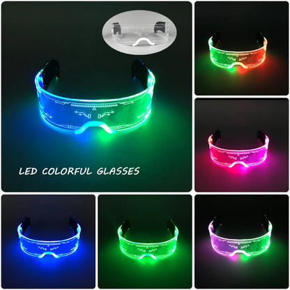 LED Luminous Party Glasses – Futuristic Rainbow Space & Robot Rave Goggles with Star Lights for Concerts, DJ Events, Masquerade & Y2K Parties