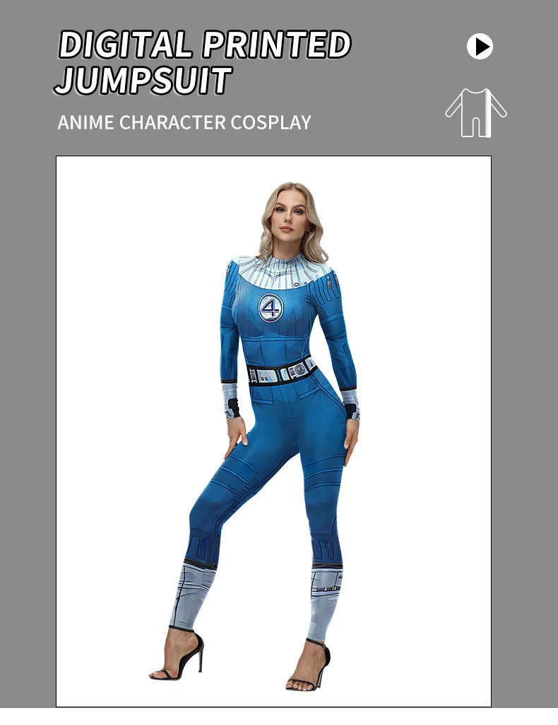 Fantastic Four Cosplay Bodysuit – Susan / Reed Richards Zentai Jumpsuit (Halloween Catsuit Costume)