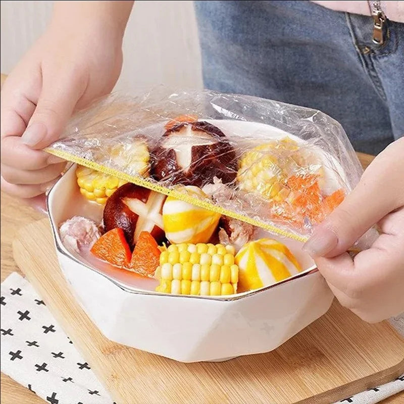 Colorful Disposable Food Cover – Food Grade Elastic Plastic Wrap Lids, Stretch Bowl Covers & Fresh Keeping Bags for Fruits, Food Storage, Kitchen Organization & Dust Protection