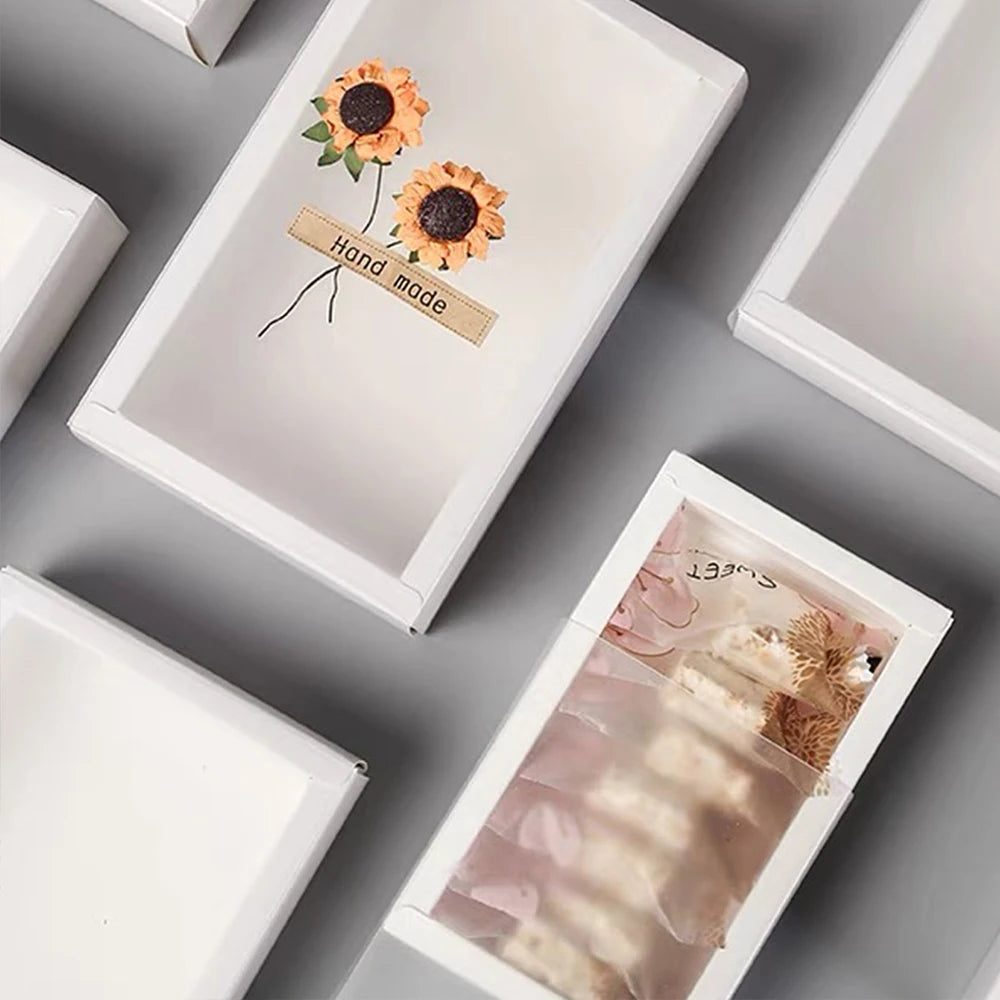 10PCS Pull-Out Kraft Paper Gift Boxes with Clear Window for Jewelry, Gifts, Weddings, Birthdays & Business Packaging