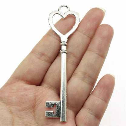 2 pendentifs clé de grande taille – Breloques de style tibétain pour la création de bijoux, fournitures artisanales pour colliers, bracelets et accessoires
