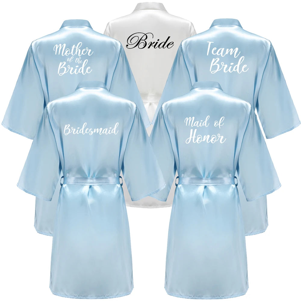 Blue Women’s Bridal Bathrobe – Bride Bridesmaid Maid of Honor Get Ready Robe Dressing Gown Gift