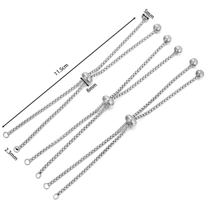 Chaînes coulissantes réglables en acier inoxydable 304, lot de 3, avec embouts à billes – Rallonges de bracelet DIY pour la fabrication de bijoux