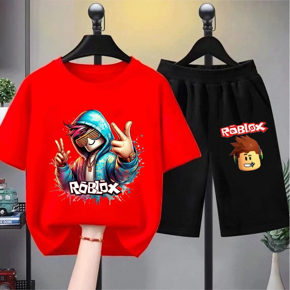Kids Gaming Hoodie & T-Shirt Set Casual 2-Piece Outfit for Boys & Girls