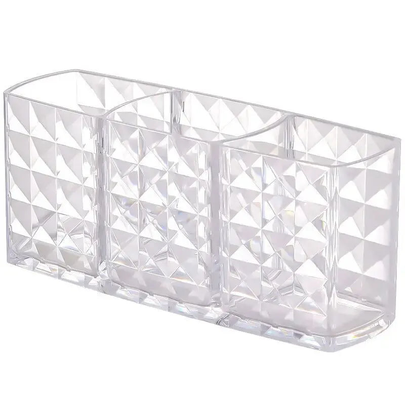 Diamond Pattern Mirror Cosmetic Storage Box – Bathroom Organizer Rack for Lipstick, Makeup, Skincare & Beauty Accessories Storage
