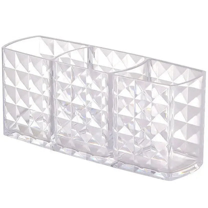 Diamond Pattern Mirror Cosmetic Storage Box – Bathroom Organizer Rack for Lipstick, Makeup, Skincare & Beauty Accessories Storage