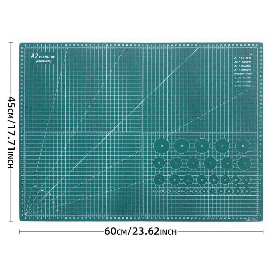 A2 Self-Healing Cutting Mat – Large 23.6×17.7 Inch Craft Mat with Grid Surface for DIY, Quilting & Office Use