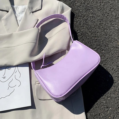 Bolso de hombro retro de piel sintética para mujer – Bolso de mano de moda con asa superior, monedero informal de color sólido para mujer