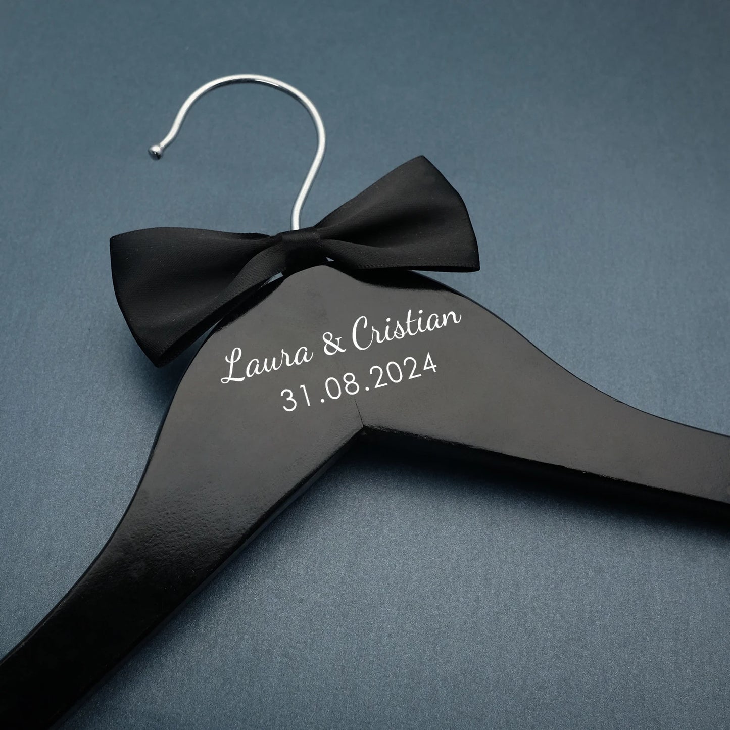Custom Personalized Wedding Hanger – Engraved Bride & Groom Dress Hanger with Names & Wedding Date