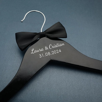 Custom Personalized Wedding Hanger – Engraved Bride & Groom Dress Hanger with Names & Wedding Date