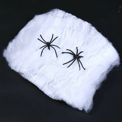 20/40g Halloween Spider Web Decoration, Black Stretchable Cobwebs with Spider Prop s, Haunted House Decor, Indoor and Outdoor Halloween Party Supplies, Spooky Home Decorations