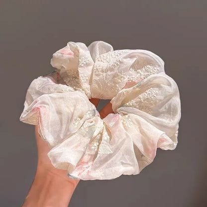 Korean Leopard Print Oversized Scrunchie – Large Elastic Hair Tie for Women & Girls | Retro Fashion Ponytail Hair Accessory