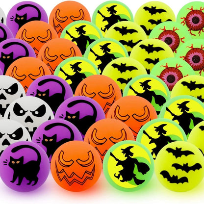 10–100PCS Mini Glow-in-the-Dark Halloween Bouncing Balls – Spider, Bat & Ghost Party Favors, Gift Bag Fillers & Spooky Decorations