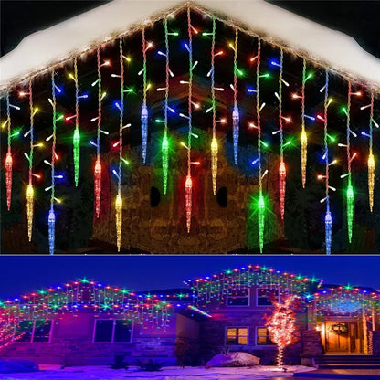 LED Christmas Icicle Curtain Lights – Winter Festoon Garland with 0.3M/0.4M/0.5M Droop for New Year, Xmas & Holiday Decorations