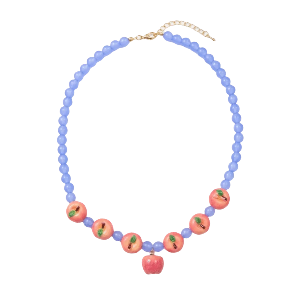 Colorful 3D Fruit Beaded Necklace – Multicolor Exaggerated Chain with Pomegranate, Strawberry & Tomato Designs, Statement Fashion Jewelry