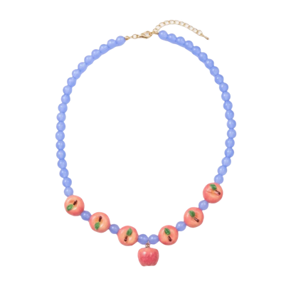 Colorful 3D Fruit Beaded Necklace – Multicolor Exaggerated Chain with Pomegranate, Strawberry & Tomato Designs, Statement Fashion Jewelry