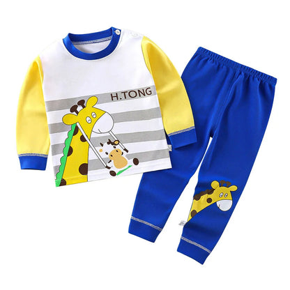 Conjunto de pijama de algodón para niños – Ropa de dormir de dibujos animados de otoño invierno para niños y niñas, conjunto de ropa de descanso suave para niños, ropa de noche acogedora y conjunto para el hogar para un sueño cómodo